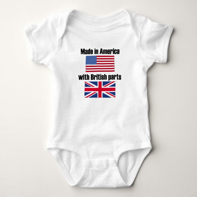 Gemacht in Amerika mit britischen Teilen Baby Strampler (Vorderseite)