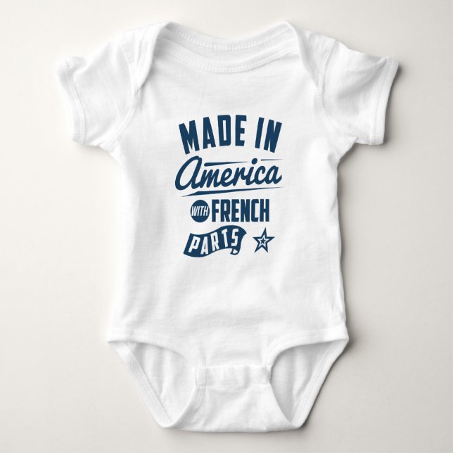 Gemacht in Amerika mit französischen Teilen Baby Strampler (Vorderseite)