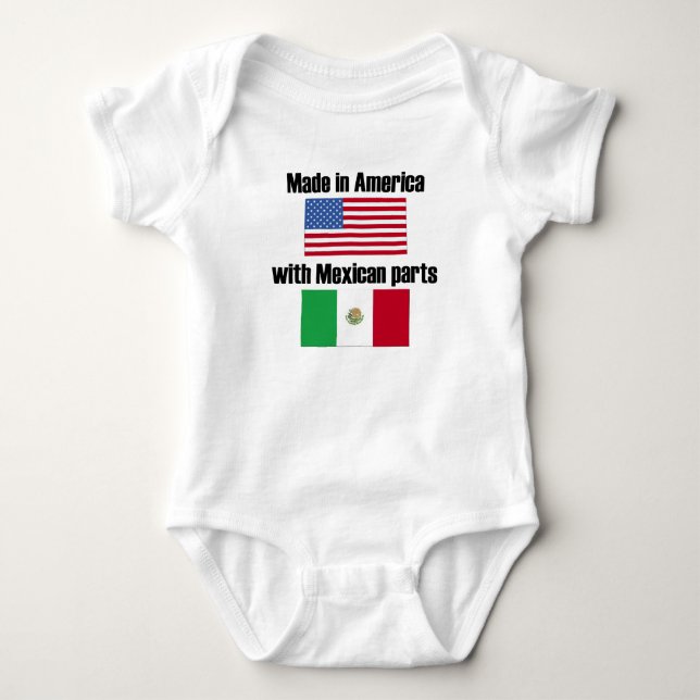 Gemacht in Amerika mit mexikanischen Teilen Baby Strampler (Vorderseite)