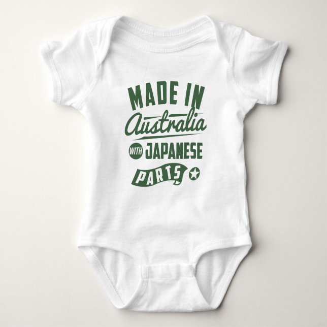 Gemacht in Australien mit japanischen Teilen Baby Strampler (Vorderseite)