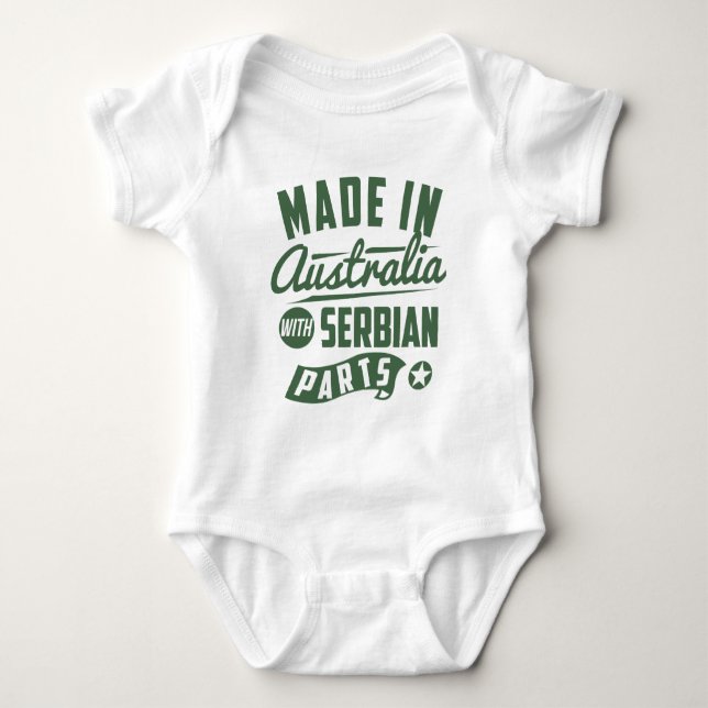 Gemacht in Australien mit serbischen Teilen Baby Strampler (Vorderseite)