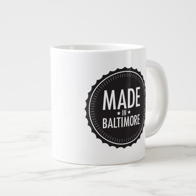 Gemacht in Baltimore-Tasse Jumbo-Tasse (Vorderseite Rechts)