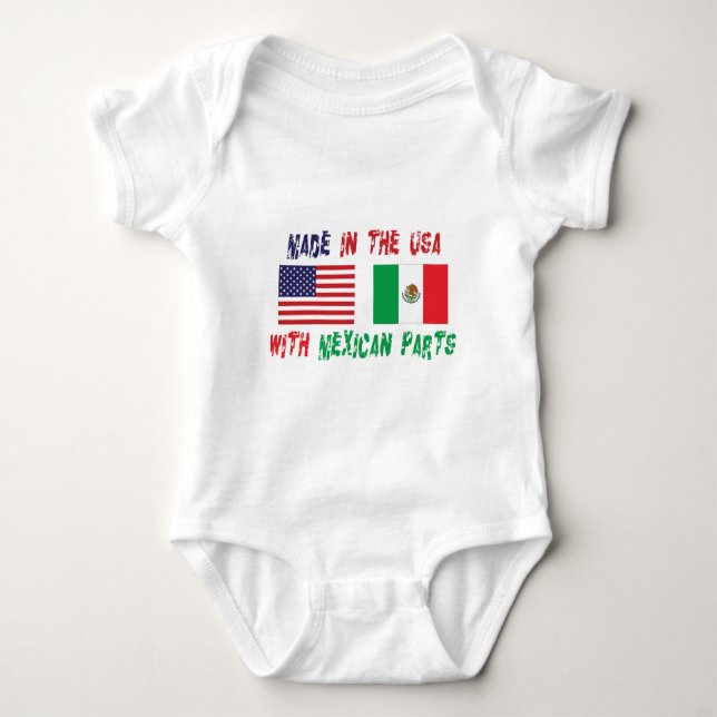 Gemacht in USA mit Mexikaner zerteilt Baby-T - Baby Strampler (Vorderseite)