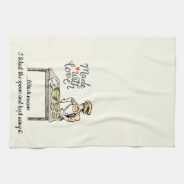 Gemacht mit Liebe-Durchschnitten leckte ich den Geschirrtuch