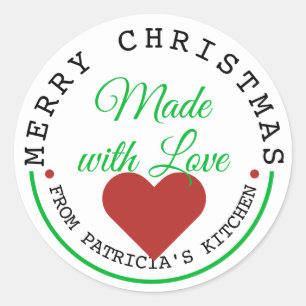 Gemacht mit Liebe-frohen Weihnachten Runder Aufkleber