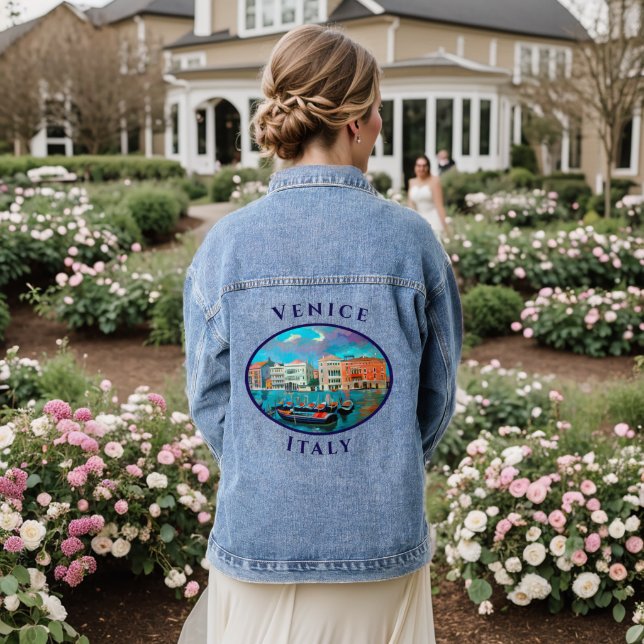 Gemälde am Canale Grande - Venedig, Italien Jeansjacke (Hochzeit Rückseite)