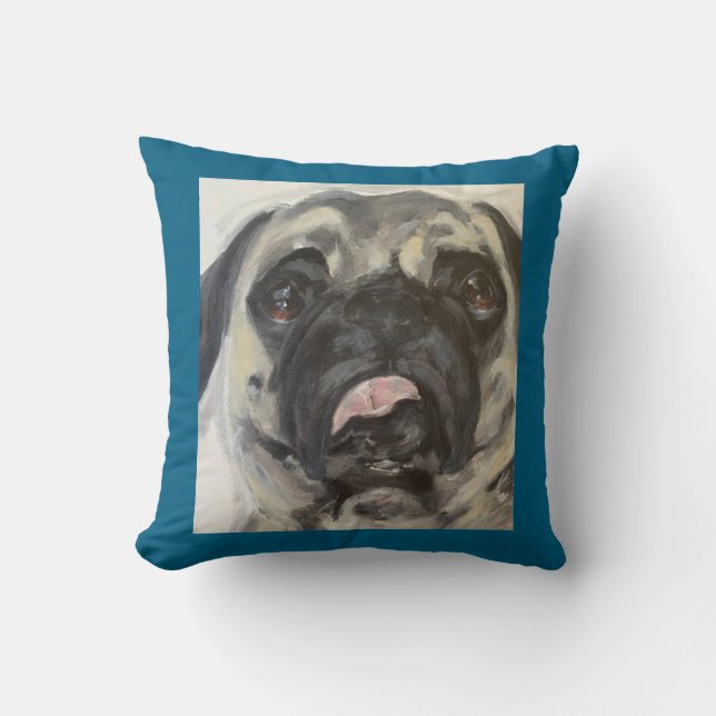 Gemälde aus Albernem Mops Kissen (Vorderseite)