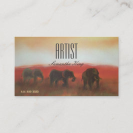Gemälde Bild Afrika Tiere Sunset Artist Visitenkarte