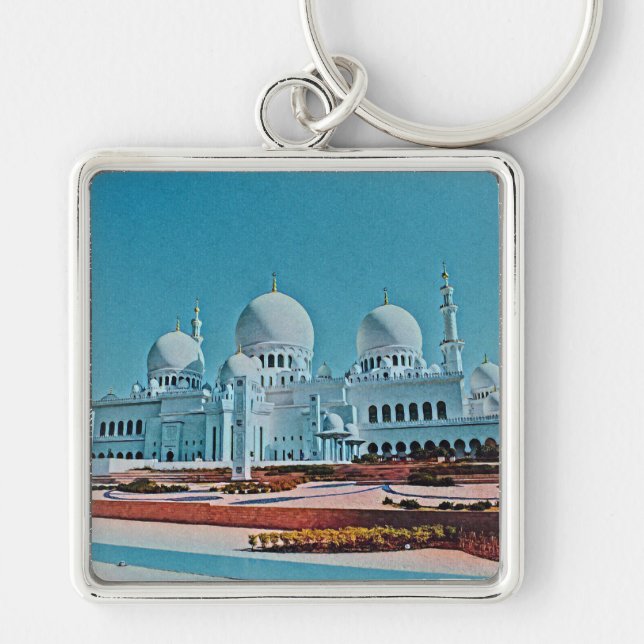 Gemälde der Abu Dhabi Moschee Schlüsselanhänger (Vorne)