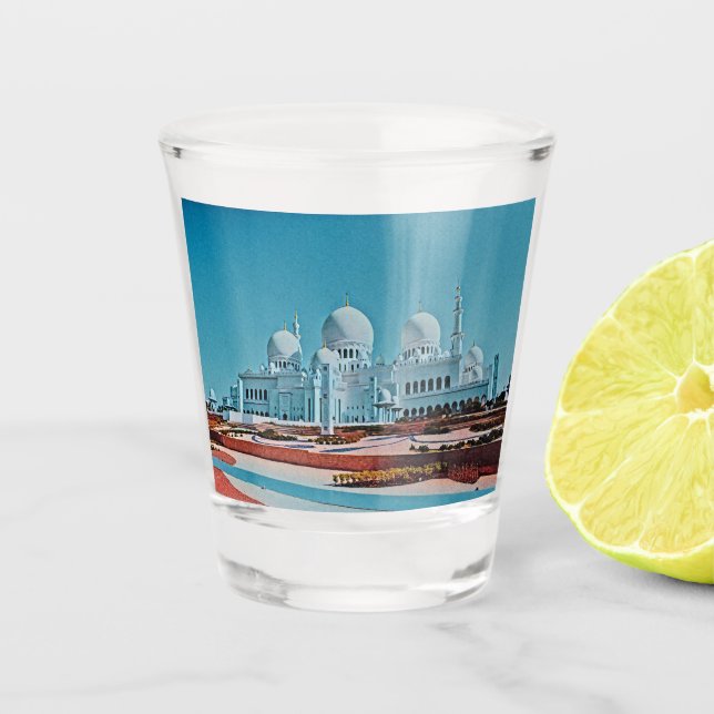 Gemälde der Abu Dhabi Moschee Schnapsglas (Vorderseite)