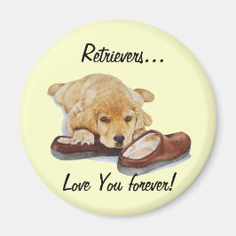 Gemälde des Hundes Retriever mit Slogan Magnet