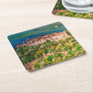 Gemälde des Klosters San Miguel von Alfred Fox Rechteckiger Pappuntersetzer