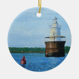 Gemälde des Lubec Channel Leuchtturms Keramik Ornament