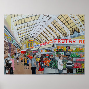 Gemälde des Mercado Central de Valencia von Alfred Poster