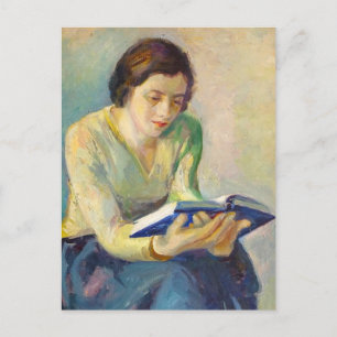 Gemälde einer lesenden Frau Postkarte
