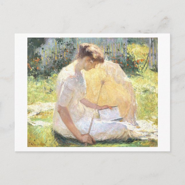 Gemälde einer lesenden Frau Postkarte (Vorderseite)