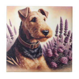Gemälde eines alten Airedale Terriers Fliese