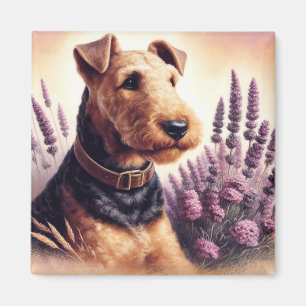 Gemälde eines alten Airedale Terriers Magnet