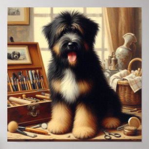 Gemälde eines alten Briard-Hundes Poster
