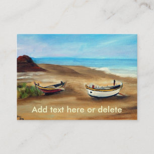 Gemälde eines alten Fischerreihenbootes am Strand Visitenkarte