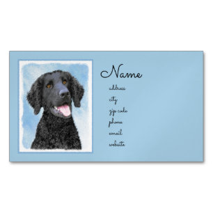 Gemälde eines Curly Coated Retrievers - Originale Magnetische Visitenkarte