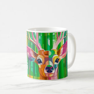 Gemälde eines Hirsches im Pop-Art-Stil mit vi Kaffeetasse