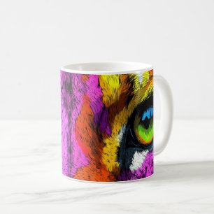 Gemälde eines Löwen in lebendigen und abstrakten F Kaffeetasse