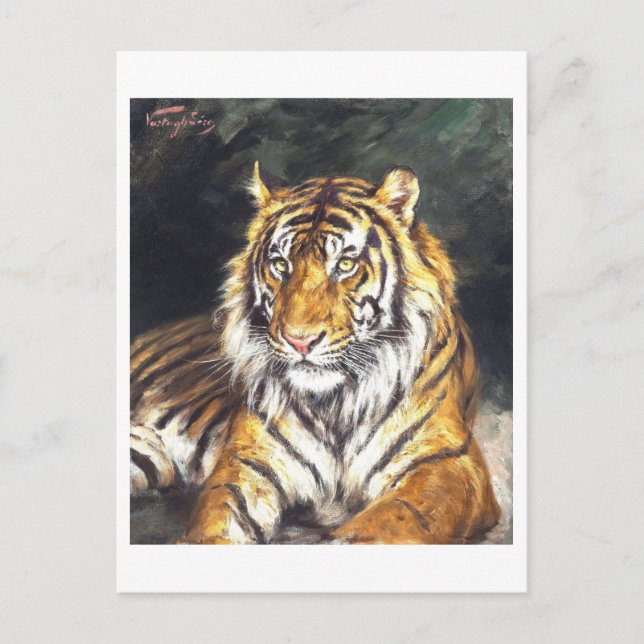 Gemälde eines Tigers Postkarte (Vorderseite)