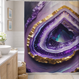 Gemälde eines violetten Edelstein-Geoden Duschvorhang