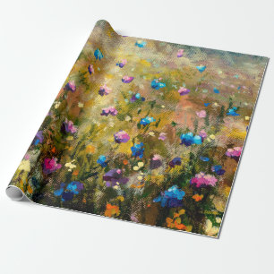 Gemälde in der Nähe Schöne Wiese von blau pink fl Geschenkpapier