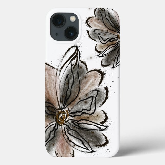 Gemälde in hellbrauner Blume Case-Mate iPhone Hülle (Rückseite)