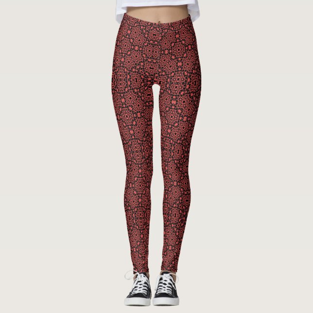 Gemälde in rotem geometrischem Muster Leggings (Vorderseite)
