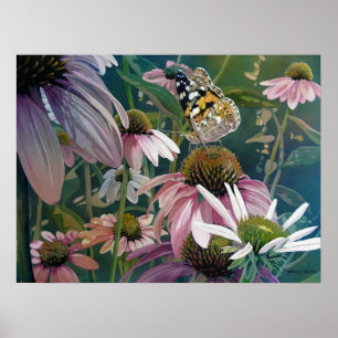 Gemälde Lady Butterfly Coneflowers Art 18x24 Poster