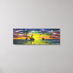 Gemälde Leinwand Druckboote bei Sonnenuntergang