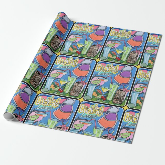 Gemälde "Mid Century Mod Tropical Tiki Lounge" übe Geschenkpapier (Ungerollt)