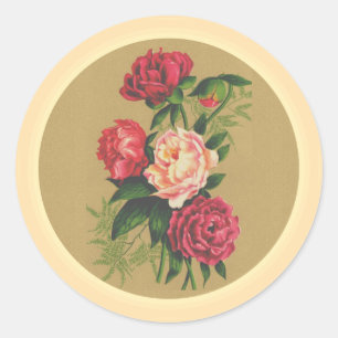Gemälde mit alten Rosen Runder Aufkleber