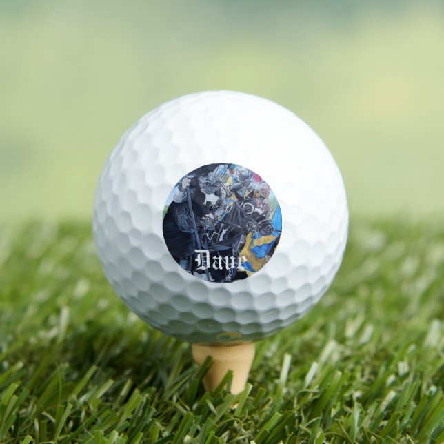 Gemälde mittelalterlicher Ritter, die auf Pferden  Golfball (Insitu T-Shirt)