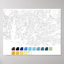 Gemälde nach Zahlen: Die Sternennacht Poster