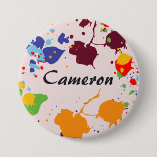 Gemälde Party Name Farbige Spritzer Button