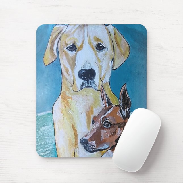 Gemälde "Perros en la Playa" von Alfred Fox Mousepad (Mit Mouse)