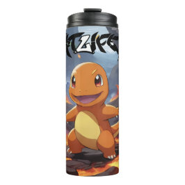 Gemälde Pokémon Charmander im Vulkan Thermosbecher