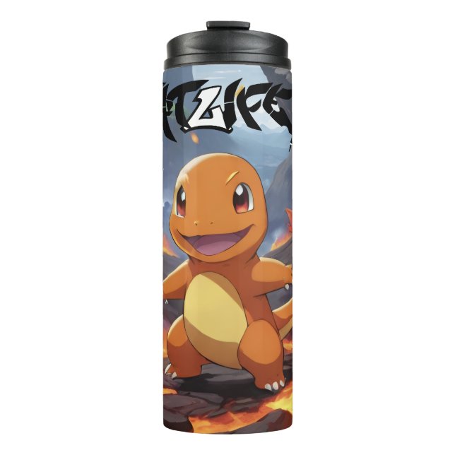 Gemälde Pokémon Charmander im Vulkan Thermosbecher (Vorderseite)