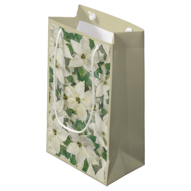 Gemälde Soft Poinsettia Garden Holiday Kleine Geschenktüte (Vorderseite Schrägansicht)