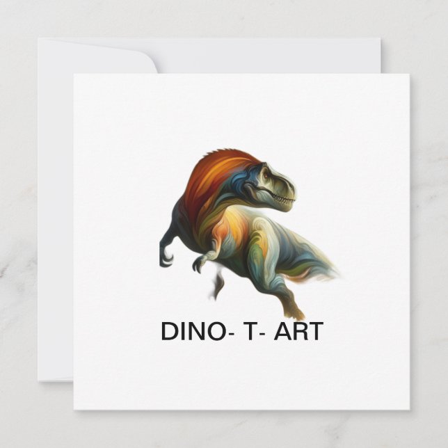 🦖 Gemälde traditioneller Kunst eines DINO-T Einladung (Vorderseite)