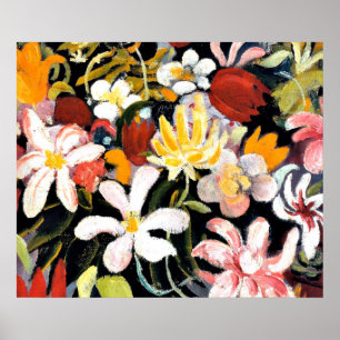 Gemälde von August Macke, Blumen Teppich Poster