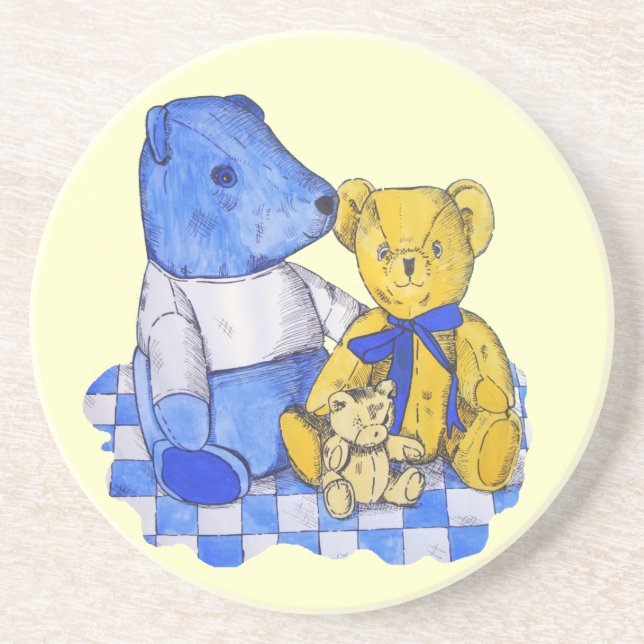 Gemälde von drei sehr niedlichen alten Teddybären Getränkeuntersetzer (Vorne)