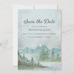 Gemälde von einem See mit schneebedeckten Bergen z Save The Date