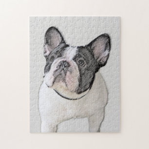 Gemälde von Französisch-Bulldog (Brindle Pied) -