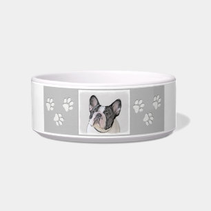 Gemälde von Französisch-Bulldog (Brindle Pied) - H Napf