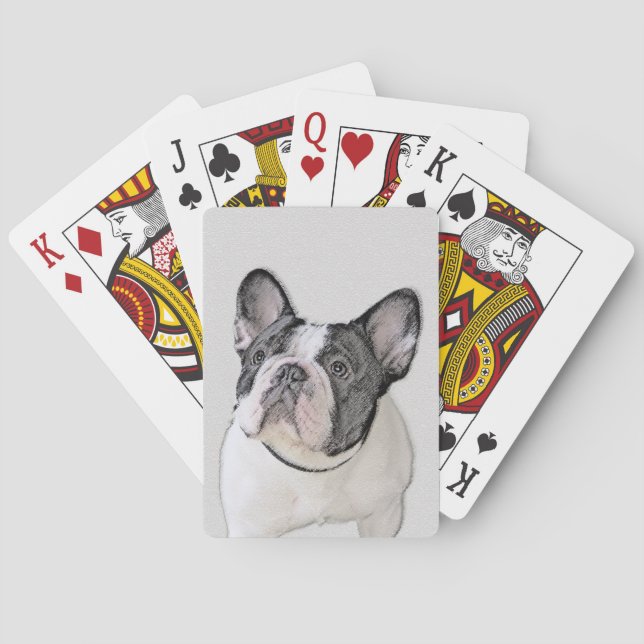Gemälde von Französisch-Bulldog (Brindle Pied) - H Spielkarten (Rückseite)
